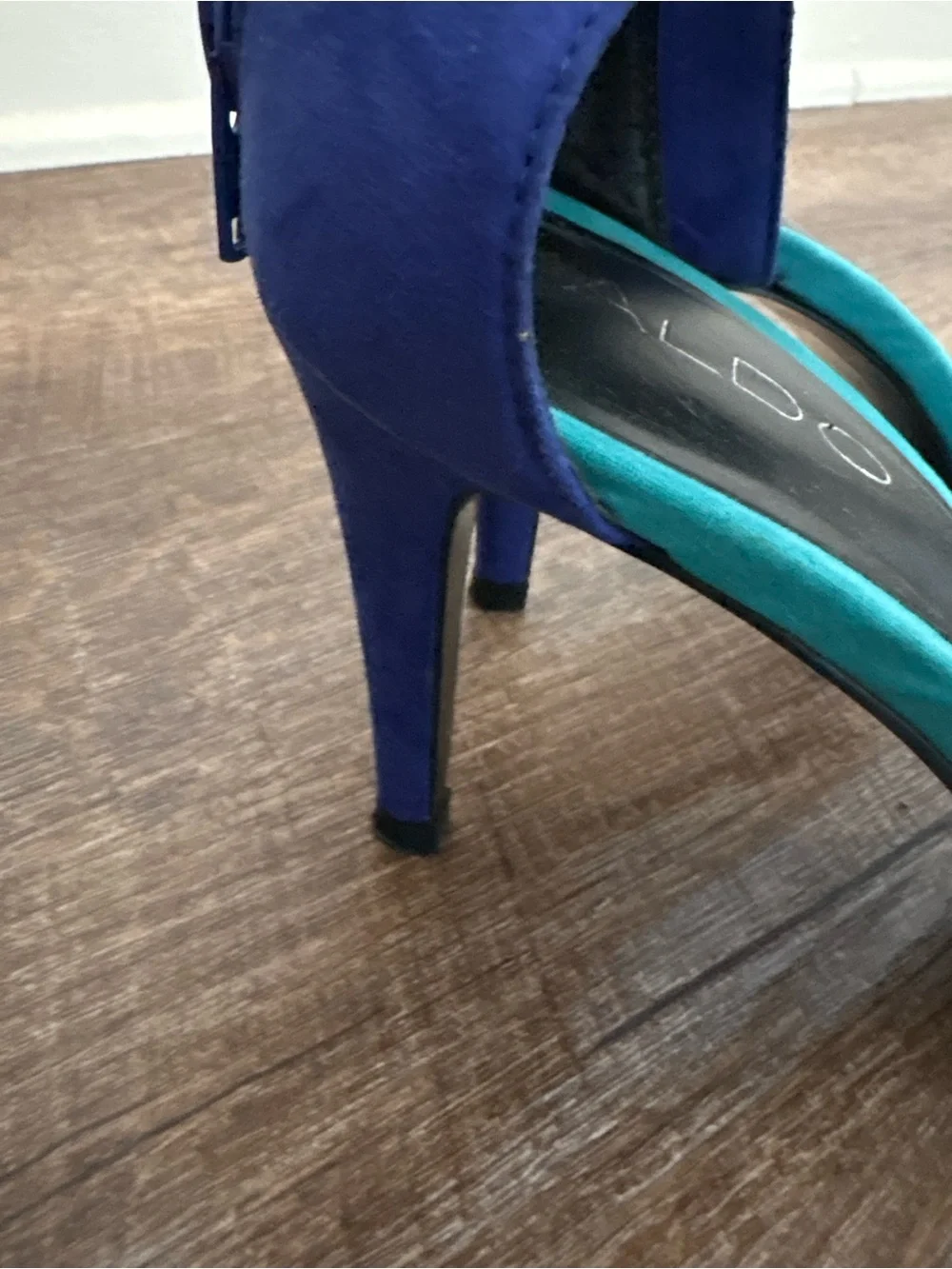 ALDO Two-Tone Blue and Teal Suede Ankle Strap Heels